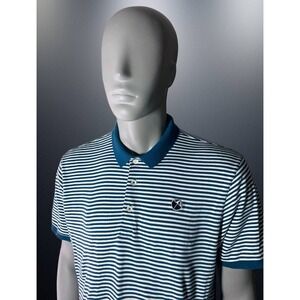 Puma Arnold Palmer Polo Shirt Mens XL Green Striped Signature‎ Performance Golf